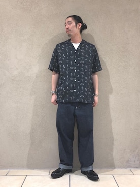 「NIPOALOHA（ニポアロハ）のアイテム（トップス）」を使った、富田（tomida）さん（メンズ・174cm）の夏コーディネート