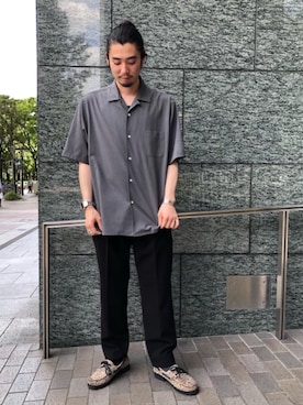 「RECOMMEND  ITEM STYLING」｜「アイテム（モカシン/デッキシューズ）」を使った、富田（tomida）さん（メンズ・174cm）の夏コーディネート