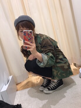 「NANO universe（ナノユニバース）のアイテム（ハンチング/ベレー帽）」を使った、あっちゃんさん（レディース・151cm）の春コーディネート