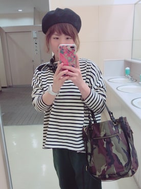 「NANO universe（ナノユニバース）のアイテム（ハンチング/ベレー帽）」を使った、あっちゃんさん（レディース・151cm）の春コーディネート