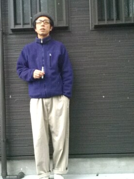 「SILVER TAB（シルバータブ）のアイテム（チノパンツ）」を使った、ジョークなジュークさん（メンズ・172cm）の冬コーディネート