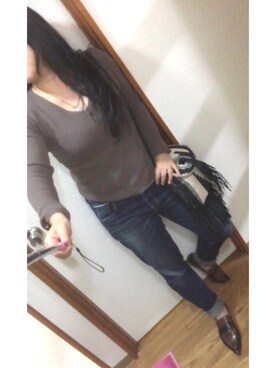 「RANDA」｜「アイテム（その他シューズ）」を使った、sioriさん（レディース・157cm）の冬コーディネート