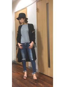 「OSMOSIS（オズモーシス）のアイテム（ノーカラージャケット）」を使った、kyonさん（レディース・159cm）の夏コーディネート