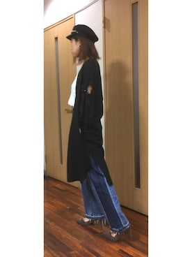 「OSMOSIS（オズモーシス）のアイテム（ノーカラージャケット）」を使った、kyonさん（レディース・159cm）の秋コーディネート