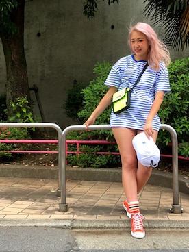 「ホワイトキャップ」｜伏木 栞織さん（レディース・174cm）の夏コーディネート