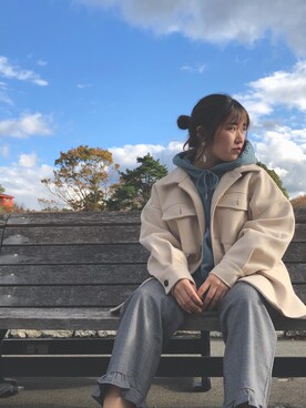 「SPINNS（スピンズ）のアイテム（その他アウター）」を使った、みちゃんさん（レディース・151cm）の秋コーディネート