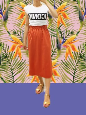 「オレンジスカート」｜Mitsuさん（レディース・159cm）の夏コーディネート
