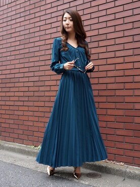 「My shawty（ﾏｲｼｬｳﾃｨｰ）のアイテム（ワンピース）」を使った、shiokoさん（レディース・155cm）の秋コーディネート