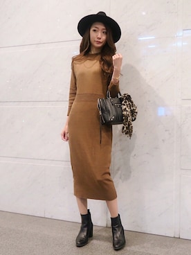 「My shawty（ﾏｲｼｬｳﾃｨｰ）のアイテム（ワンピース）」を使った、shiokoさん（レディース・155cm）の秋コーディネート