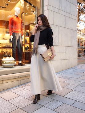 「My shawty（ﾏｲｼｬｳﾃｨｰ）のアイテム（スカート）」を使った、shiokoさん（レディース・155cm）の冬コーディネート