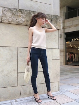 「My shawty（ﾏｲｼｬｳﾃｨｰ）のアイテム（かごバッグ）」を使った、shiokoさん（レディース・155cm）の夏コーディネート