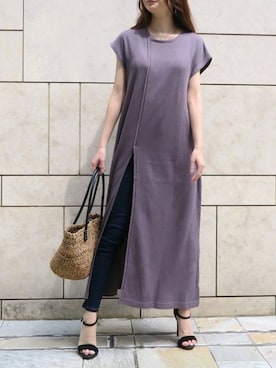 「My shawty（ﾏｲｼｬｳﾃｨｰ）のアイテム（かごバッグ）」を使った、shiokoさん（レディース・155cm）の夏コーディネート