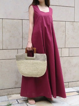 「My shawty（ﾏｲｼｬｳﾃｨｰ）のアイテム（かごバッグ）」を使った、shiokoさん（レディース・155cm）の夏コーディネート