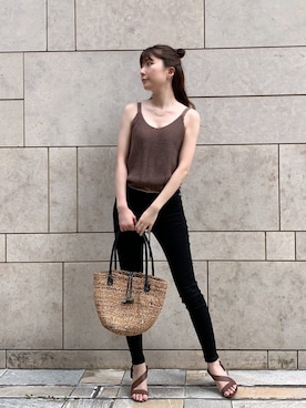 「My shawty（ﾏｲｼｬｳﾃｨｰ）のアイテム（かごバッグ）」を使った、shiokoさん（レディース・155cm）の夏コーディネート