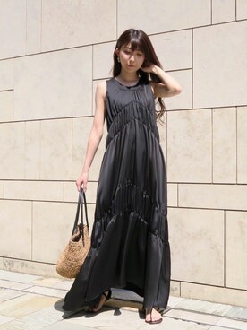 「My shawty（ﾏｲｼｬｳﾃｨｰ）のアイテム（かごバッグ）」を使った、shiokoさん（レディース・155cm）の夏コーディネート