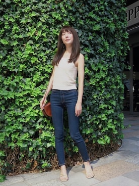 「My shawty（ﾏｲｼｬｳﾃｨｰ）のアイテム（キャミソール）」を使った、shiokoさん（レディース・155cm）の夏コーディネート