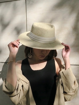 「麦わら帽子」｜「アイテム（ミリタリージャケット）」を使った、shiokoさん（レディース・155cm）の冬コーディネート