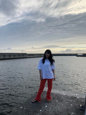 「LIAN（リアン）のアイテム（スラックス）」を使った、kaneleさん（レディース・157cm）の夏コーディネート