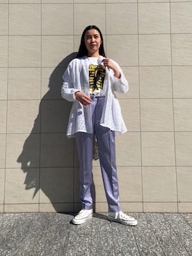 「CONVERSE（コンバース）の＜CONVERSE（コンバース）＞ALL STAR HI MADE IN JAPAN スニーカー（スニーカー、ホワイト系）」を使った、Sayaka Toujouさん（レディース・160cm）の冬コーディネート