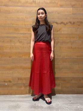 「Teva（テバ）の＜TEVA（テバ）＞∴VOYA INFINITY ボヤインフィニティ/サンダル（サンダル、ホワイト系）」を使った、Sayaka Toujouさん（レディース・160cm）の春コーディネート