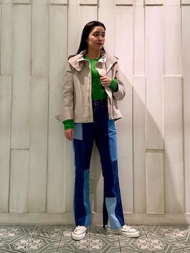 「Tシャツ/カットソー」｜「アイテム（その他アウター）」を使った、Sayaka Toujouさん（レディース・159cm）の冬コーディネート