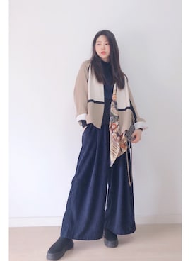 「通勤穿搭」｜「アイテム（ノーカラージャケット）」を使った、Kerryluさん（レディース・167cm）の春コーディネート