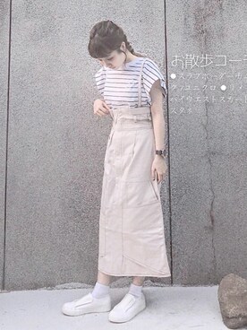 スラブボーダーチュニック 半袖 を使った人気ファッションコーディネート Wear