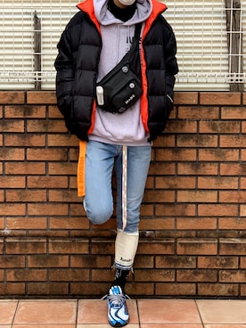 「thisisneverthat（ディスイズネバーザット）のアイテム（ジャケット/アウター）」を使った、touiさん（メンズ・182cm）の冬コーディネート