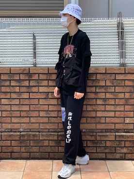 「WARP（ワープ）のアイテム（帽子）」を使った、touiさん（メンズ・182cm）の春コーディネート