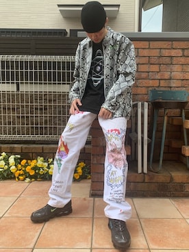 「ペイント」｜「アイテム（ブルゾン）」を使った、touiさん（メンズ・182cm）の春コーディネート