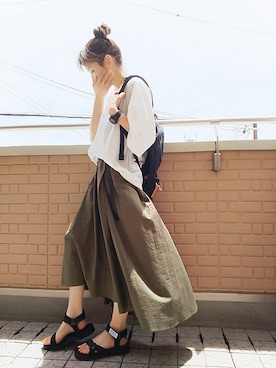 「FREDRIK PACKERS（フレドリックパッカーズ）の【Fredrik Packers】500D Day Pack（バックパック/リュック）」を使った、k(ani)さん（レディース・161cm）の夏コーディネート