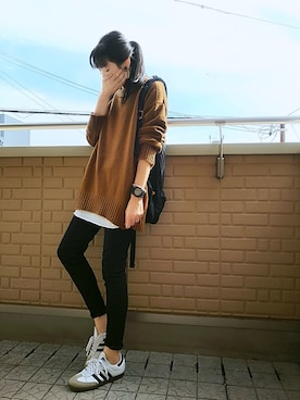 「DONOBAN（ドノバン）のアイテム（ピアス（両耳用））」を使った、k(ani)さん（レディース・161cm）の秋コーディネート