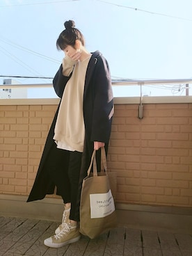 「SNIDEL（スナイデル）のアイテム（イヤリング）」を使った、k(ani)さん（レディース・161cm）の冬コーディネート