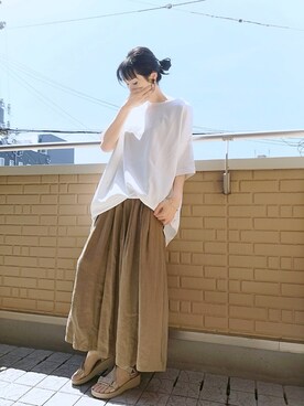 k(ani)さんの「麻ロングスカート」を使ったコーディネート