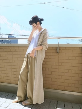 「トングサンダル」｜「アイテム（シャツワンピース）」を使った、k(ani)さん（レディース・161cm）の夏コーディネート