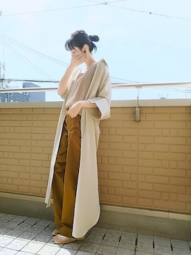 「トングサンダル」｜「アイテム（シャツワンピース）」を使った、k(ani)さん（レディース・161cm）の夏コーディネート