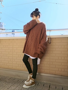 「ISOOK（アイスー）のアイテム（ニット/セーター）」を使った、k(ani)さん（レディース・161cm）の秋コーディネート
