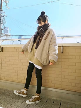 「アイテム（ピアス（片耳用））」を使った、k(ani)さん（レディース・161cm）の冬コーディネート