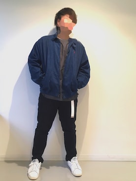 「POLO RALPH LAUREN（ポロ ラルフ ローレン）のアイテム（ブルゾン、ブルー系）」を使った、ザリガニさん（メンズ・176cm）の春コーディネート