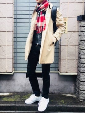 「BLACK LABEL CRESTBRIDGE（ブラックレーベル・クレストブリッジ）のアイテム（トレンチコート）」を使った、つばささん（メンズ・173cm）の冬コーディネート