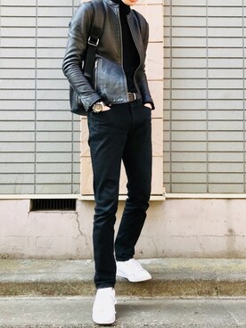 「BLACK LABEL CRESTBRIDGE（ブラックレーベル・クレストブリッジ）のアイテム（デニムパンツ）」を使った、つばささん（メンズ・173cm）の冬コーディネート