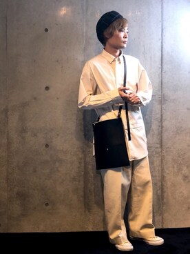 「RNA（アールエヌエー）のアイテム（ハンチング/ベレー帽）」を使った、古川 裕基さん（メンズ・165cm）の秋コーディネート