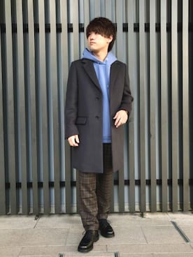 「green label relaxing（グリーンレーベルリラクシング）のアイテム（チェスターコート）」を使った、yu_taさん（メンズ・166cm）の秋コーディネート