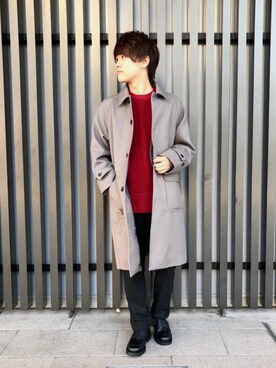 「green label relaxing（グリーンレーベルリラクシング）のアイテム（ステンカラーコート）」を使った、yu_taさん（メンズ・166cm）の秋コーディネート