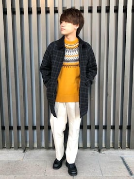 「green label relaxing（グリーンレーベルリラクシング）のアイテム（ステンカラーコート）」を使った、yu_taさん（メンズ・166cm）の秋コーディネート