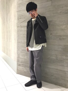 「RAGEBLUE（レイジブルー）のアイテム（ライダースジャケット）」を使った、Yusukeさん（メンズ・173cm）の冬コーディネート