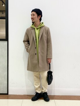 「RAGEBLUE（レイジブルー）のアイテム（チェスターコート）」を使った、Yusukeさん（メンズ・173cm）の秋コーディネート