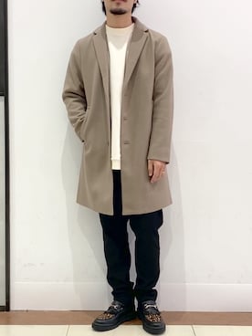 「RAGEBLUE（レイジブルー）のアイテム（チェスターコート）」を使った、Yusukeさん（メンズ・173cm）の冬コーディネート