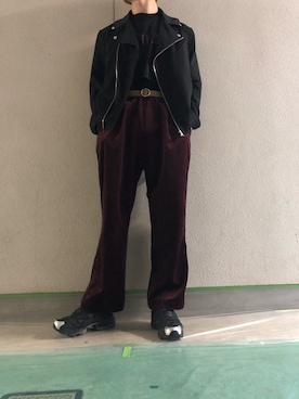「JOHN LAWRENCE SULLIVAN」｜「アイテム（ライダースジャケット）」を使った、takexさん（メンズ・175cm）の春コーディネート