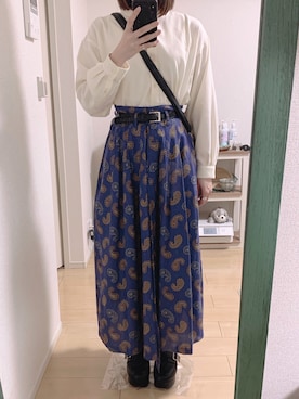 「GLOBAL WORK（グローバルワーク）のアイテム（シャツ/ブラウス、ベージュ系）」を使った、mihoさん（レディース・162cm）の春コーディネート